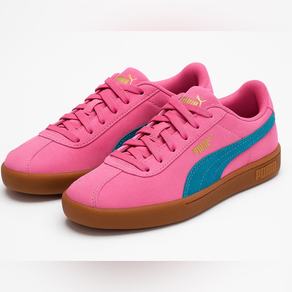 Puma Vibrant Pink Sneakers with Blue Stripe
